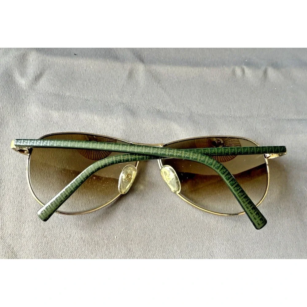 FENDI FS 5194 Aviator Sunglasses Light Gold Green Designer Metal Double‎ Bridge